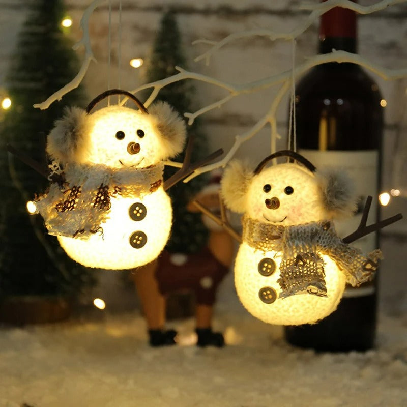 Christmas Snowman Ornament with Built-in Light