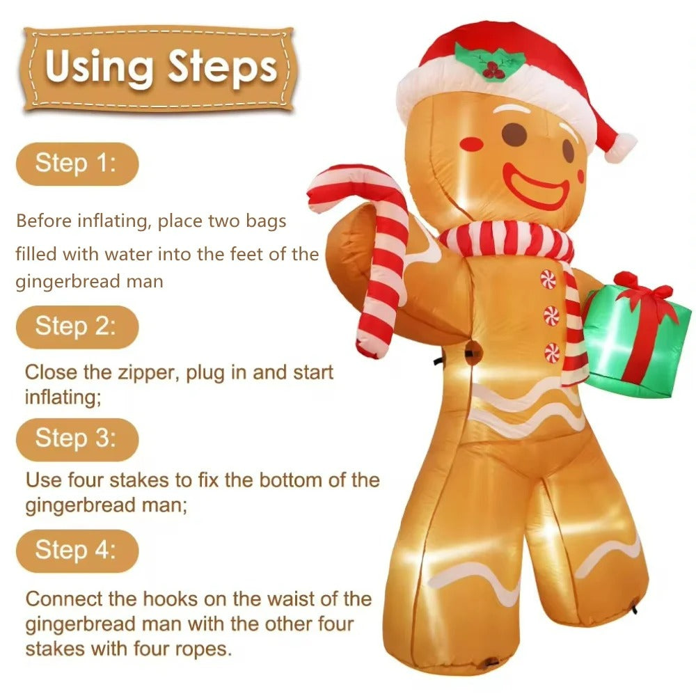 8FT Christmas Inflatable Gingerbread Man